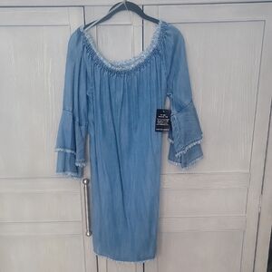 Boston Proper Blue Off-Shoulder Dress